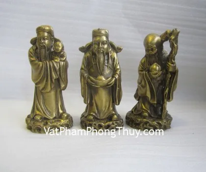 Tam đa phước lộc thọ vàng kim sa đế gỗ trung bộ rời- Tam Tinh Cống Chiếu FLN115