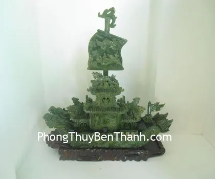 Thuyền buồm đầu rồng đá Lam Ngọc xanh FK041