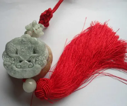 Ngọc bội song chép chữ phước Phỉ Thúy S5131