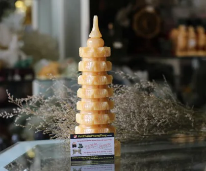 Tháp văn xương đá ngọc trắng 9 tầng FM026